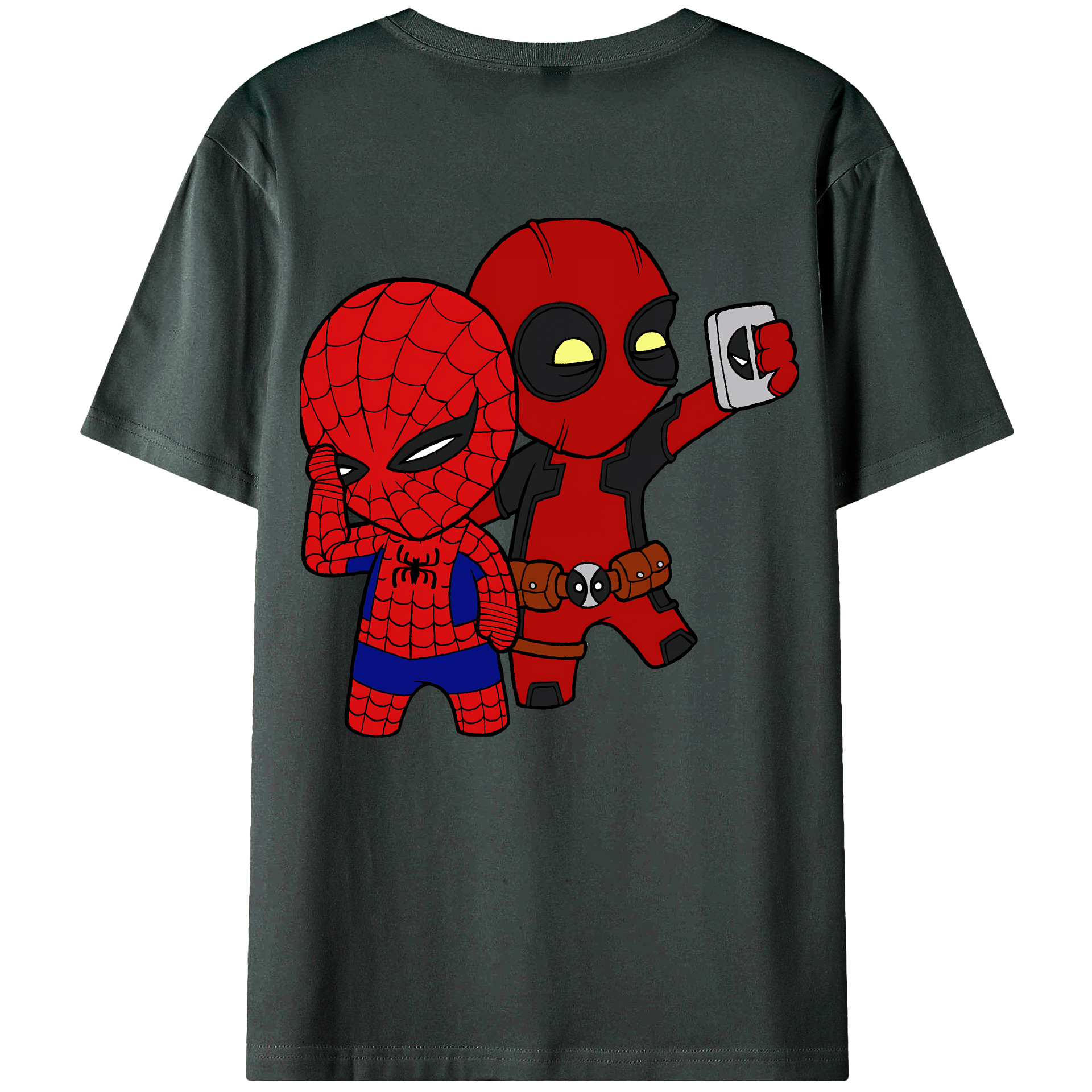 （画像用） Deadpool デッドプール 綿100％ メンズ半袖Tシャツ（バックプリント） 通気性
